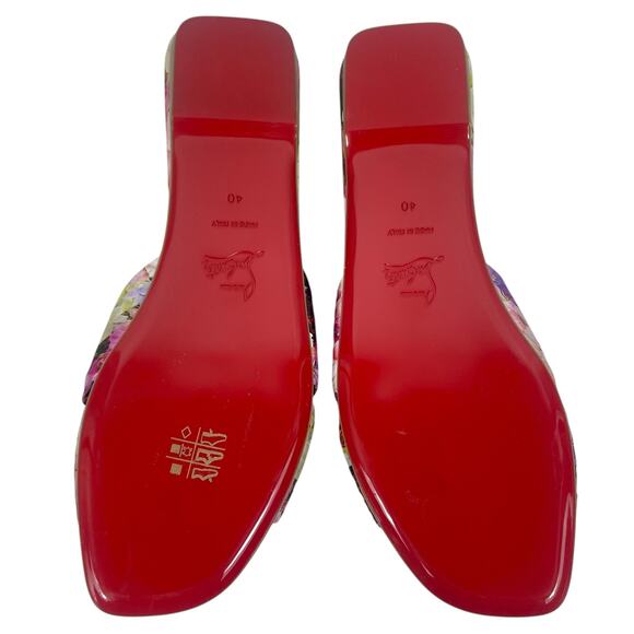 Christian Louboutin Nicol is Back Floral Satin Flat Slide Size 40 - Picture 12 of 16
